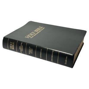 1994 Zondervan Black Holy Bible NIV References Concordance Red Letters Gold Gilt
